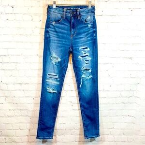 American Eagle Super Hi Rise Jegging Crop Distressed